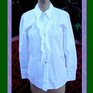 NEW size 8 LAUREN LEE Ladies White Professional Dress shirt Large